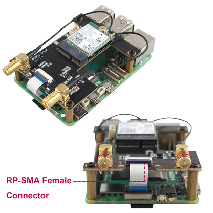 ZDE ZP590A PCIe to M.2 E Key HAT PCIE to WiFi7 6 6E 5 Module Adapter Expansion Board for Raspberry Pi 5 WiFi Adapter Board Support Google TPU WiFi 7 BE200 WIFI6E AX210 MT7922 WIFI6 AX200