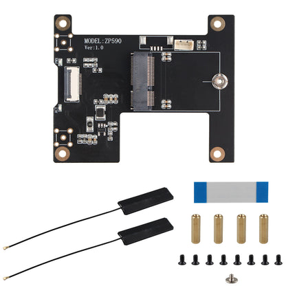 ZDE ZP590B PCIE to WiFi7 6 6E 5 HAT PCIe to M.2 E Key Module Adapter Expansion Board for Raspberry Pi 5 WiFi Adapter Board Support Google TPU WiFi 7 BE200 WIFI6E AX210 MT7922 WIFI6 AX200