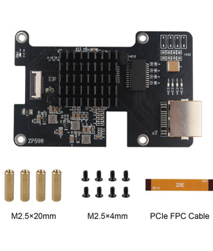 ZDE ZP598 PCIe to 5G Ethernet Network Port HAT Adapter Expansion Board 5GB 5GBE with Aluminum Heatsink for Raspberry Pi 5