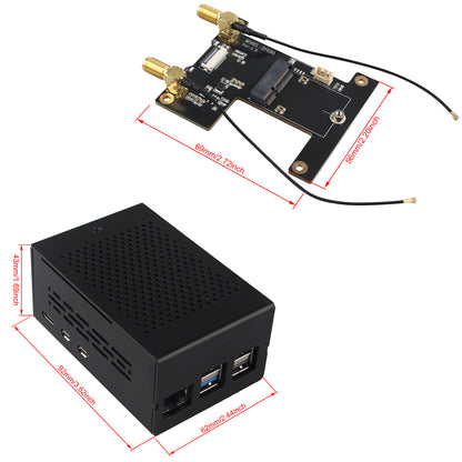 ZDE ZP590A PCIe to WiFi7 6 6E 5 HAT Expansion Board WiFi 7 Adapter with Aluminum Case ZC501 PCIe Peripheral Board for Raspberry Pi 5 2GB 4GB 8GB 16GB