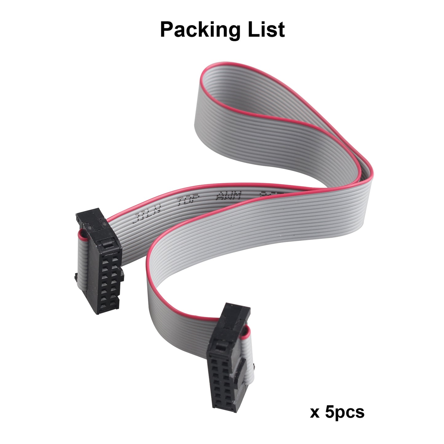 ZDE 5PCS 14 Pin Flat Ribbon Cable with Black 2.54mm FC Dual Row Female to Female Wires IDC Ribbon Connector (30cm Length)