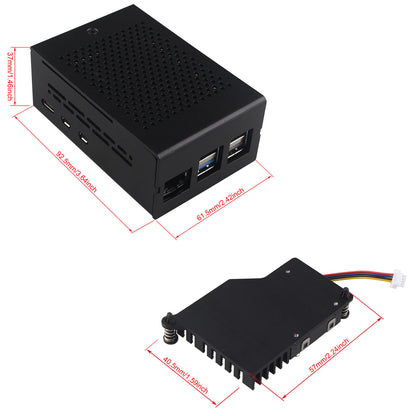 ZDE Aluminum Case ZC502 with Active Cooler ZP536 for Raspberry Pi 5 2GB/4GB/8GB/16GB Support PCIe to M.2 NVMe PoE HAT WiFi7 PCIe Peripheral Board ZP512/ZP513/ZP515/ZP516/ZP517A/ZP581/ZP582/ZP590B