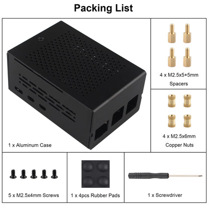 ZDE ZC501 Aluminum Case for Raspberry Pi 5 2GB/4GB/8GB/16GB Support PCIe to M.2 NVMe PoE HAT WiFi7 RS485 RS232 PCIe Peripheral Board ZP511/ZP517A/ZP581/ZP590A/ZP592 and Raspberry Pi 5 Active Cooler