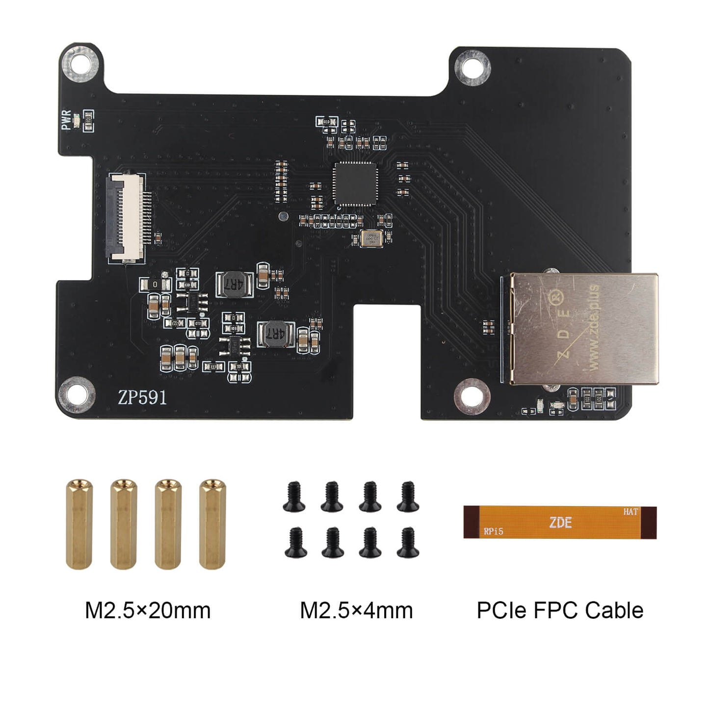 ZDE ZP591 PCIe to 2.5G Ethernet Network Port HAT Adapter Expansion Board for Raspberry Pi 5