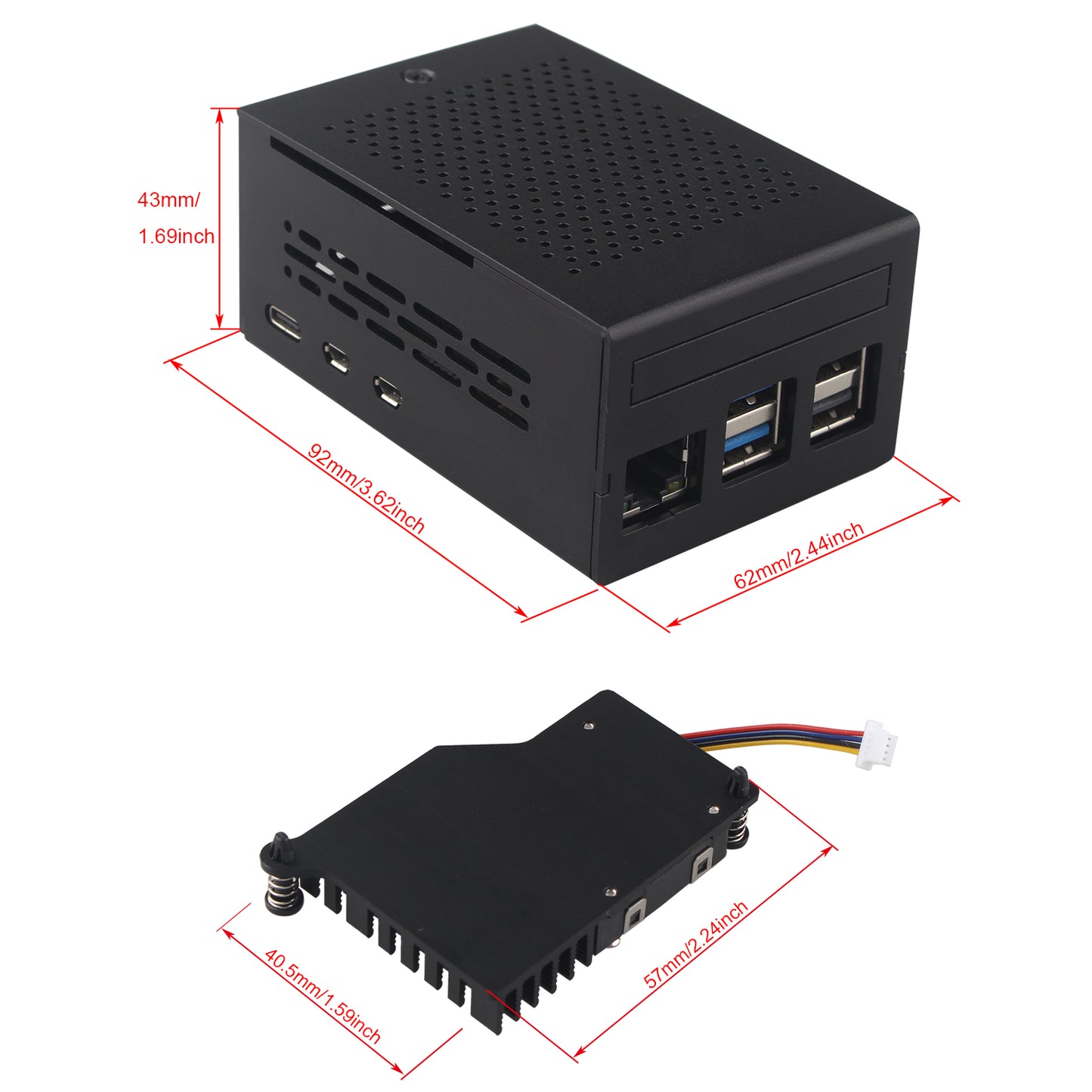 ZDE ZP511 PCIe to M.2 Key M NVMe SSD HAT with Aluminum Case ZC501 and Active Cooler ZP536 for Raspberry Pi 5 Support M.2 NVMe SSDs 2230 2242 2280