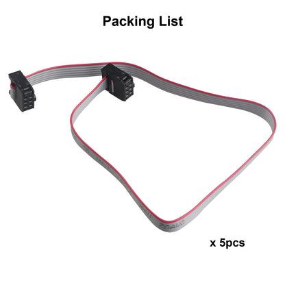 ZDE 5PCS Flat Ribbon Cable with Black 2.54mm FC 6 Pin Female to Female Wires IDC Ribbon Connector Dual Row Data Cable (30cm Length)