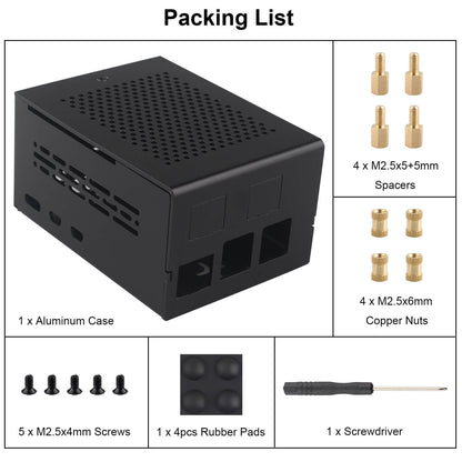 ZDE ZC506 Aluminum Case for Raspberry Pi 5 Support PCIe to 2.5G 5G Ethernet Port M.2 NVMe PoE+ HAT WiFi Shield PCIe Peripheral Board ZP591 ZP593 ZP595 ZP596 ZP598 and Pi 5 Active Cooler