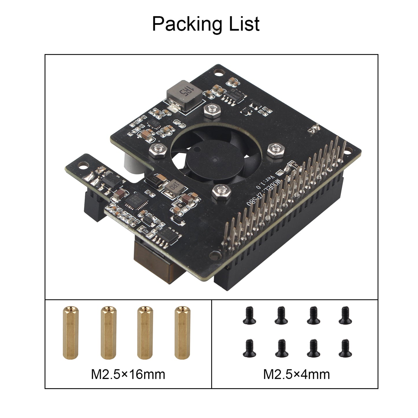 ZDE ZP580 PoE+ HAT for Raspberry Pi 5 Power Over Ethernet HAT Adapter Board Supports 802.3af/at Network Standard with Onboard Cooling Fan