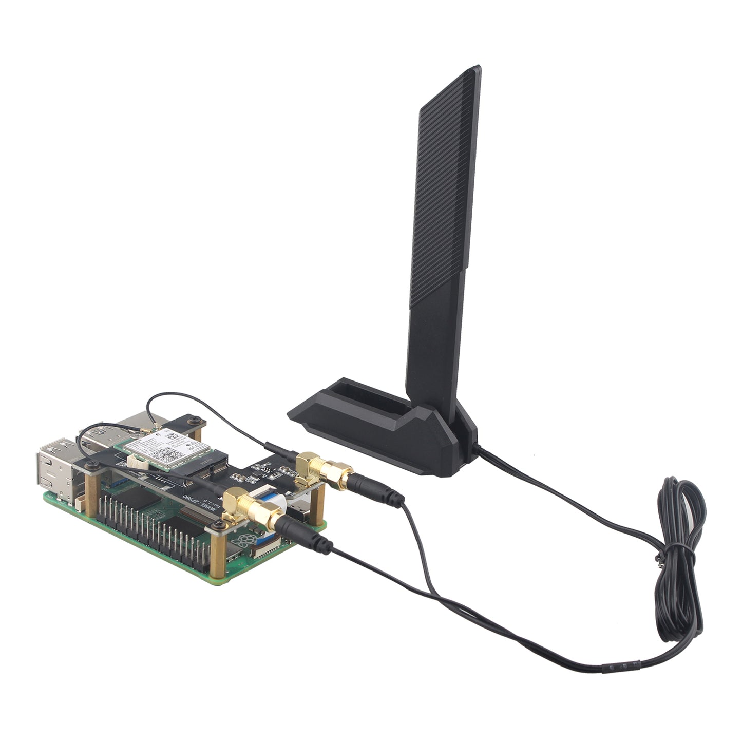 ZDE ZP590C PCIe to M.2 E Key HAT Magnetic Base Antenna PCIE to WiFi7 6 6E 5 Module Adapter Expansion Board for Raspberry Pi 5