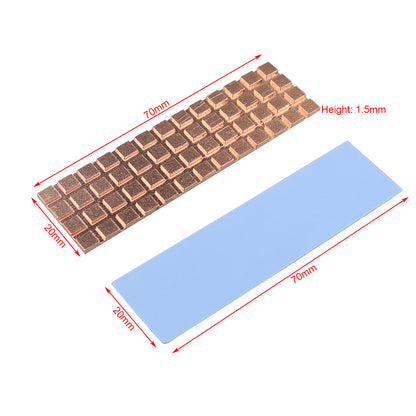 ZDE M.2 SSD Heatsink 70x20x1.5mm Copper Heatsink with Silicone Thermal Pads for PC Laptop Raspberry Pi M.2 2280 SSD NVMe PS5 Cooling