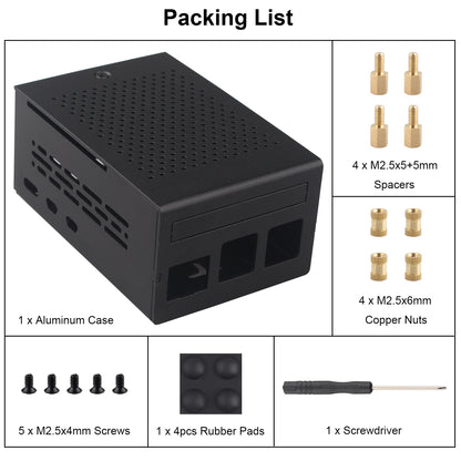 ZDE ZC501 Aluminum Case for Raspberry Pi 5, Support Pi 5 Active Cooler, PCIe to M.2 NVMe HAT, PoE+ HAT, WiFi Shield PCIe Peripheral Board