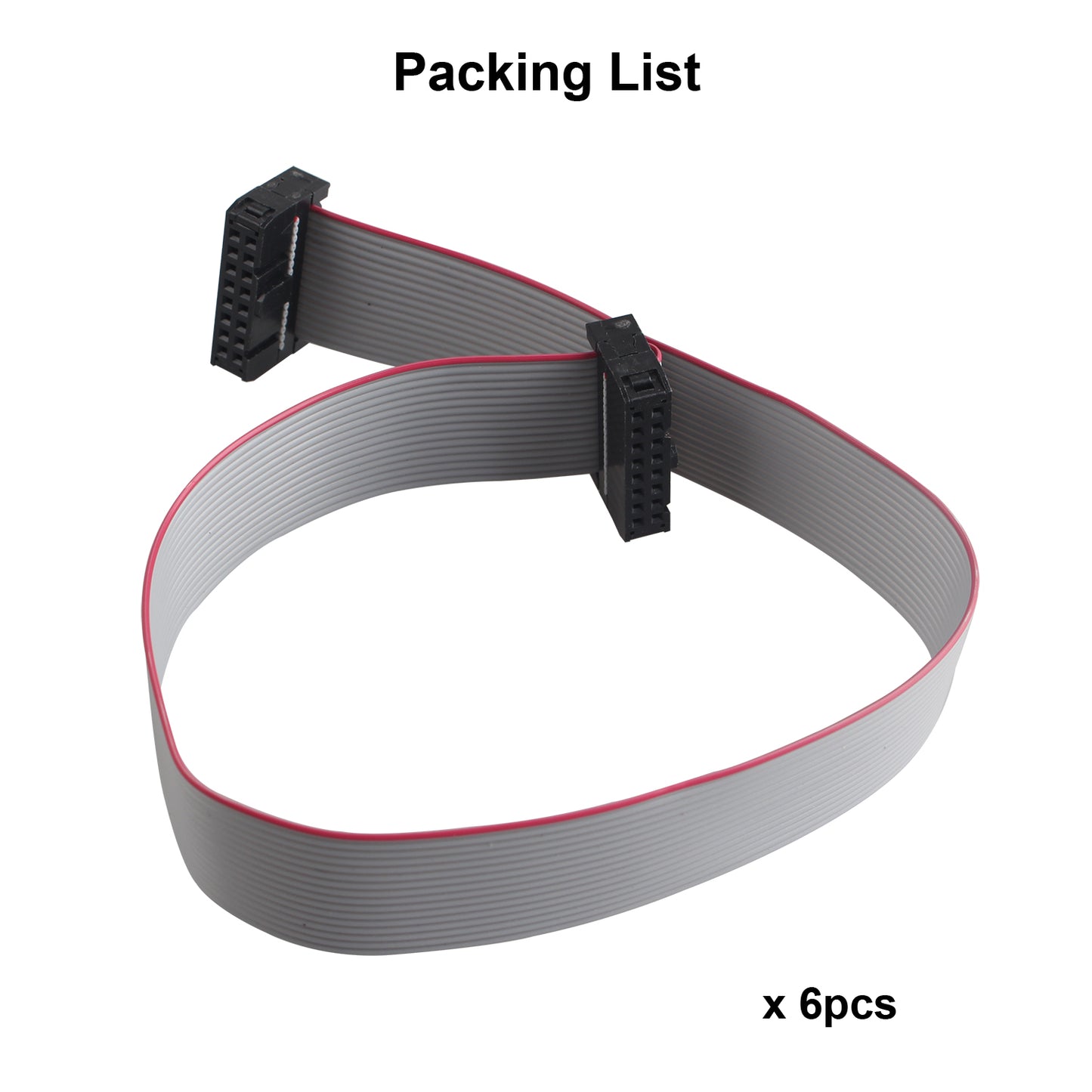 ZDE 6PCS Flat Ribbon Cable with Black 2.54mm FC 2 Row 16 Pin Female to Female Wires IDC Ribbon Connector (30cm Length)