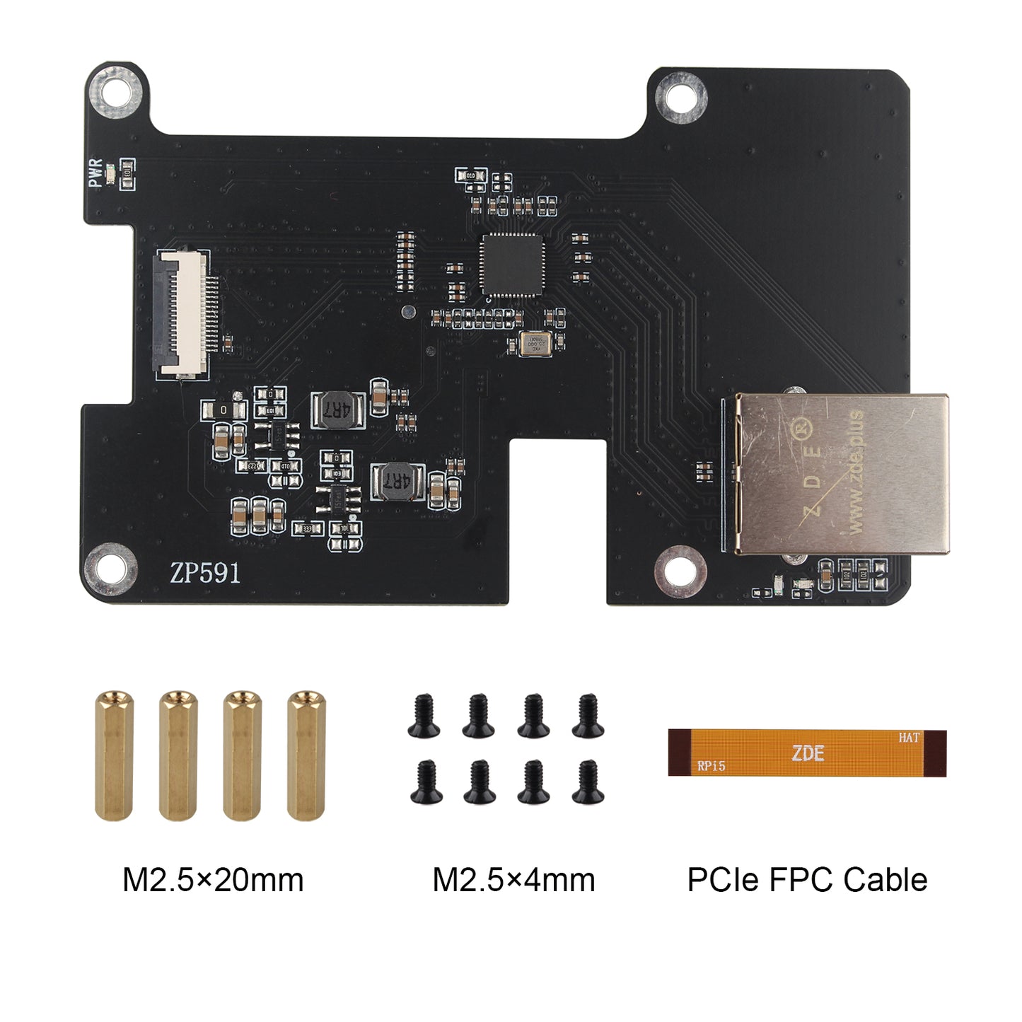 ZDE ZP591 PCIe to 2.5G Ethernet Network Port HAT Adapter Expansion Board for Raspberry Pi 5
