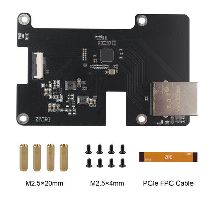 ZDE ZP591 PCIe to 2.5G Ethernet Network Port HAT Adapter Expansion Board for Raspberry Pi 5
