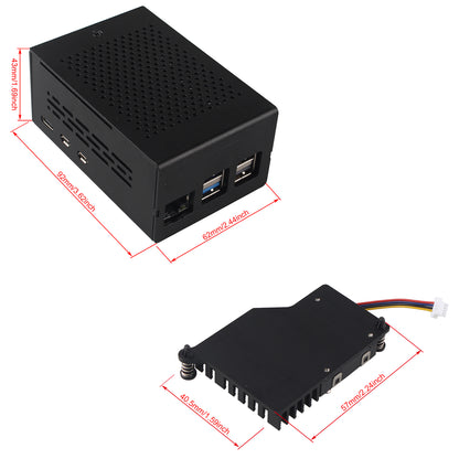 ZDE Aluminum Case ZC501 with Active Cooler ZP536 for Raspberry Pi 5 2GB/4GB/8GB/16GB Support PCIe to M.2 NVMe PoE HAT WiFi7 RS485 RS232 PCIe Peripheral Board ZP511/ZP517A/ZP581/ZP582/ZP590A/ZP592