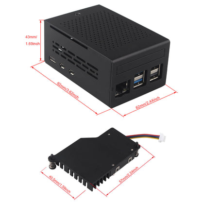 ZDE ZP511 PCIe to M.2 Key M NVMe SSD HAT with Aluminum Case ZC501 and Active Cooler ZP536 for Raspberry Pi 5