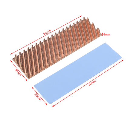 ZDE M.2 SSD Heatsink 70x20x4mm Copper Heatsink with Silicone Thermal Pads for PC Laptop Raspberry Pi M.2 2280 SSD NVMe PS5 Cooling