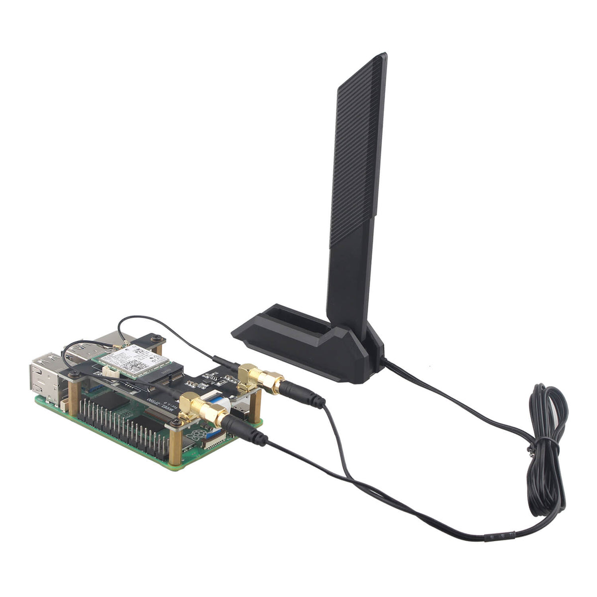 ZDE ZP590C PCIe to WiFi7 6 6E 5 HAT Magnetic Base Antenna PCIE to M.2 E Key Adapter Expansion Board for Raspberry Pi 5 Support BE200 AX210 MT7922 AX200 Module