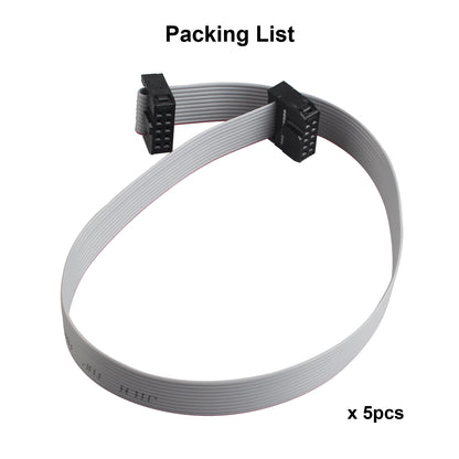 ZDE 5PCS Flat Ribbon Cable 2.54mm Pitch 2 Row 10 Pin Female to Female Wires IDC Ribbon Connector (30cm Length)