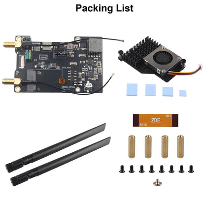ZDE ZP585 PoE+ HAT PCIe to M.2 E Key WiFi7 6 6E 5 HAT Adapter Power Over Ethernet with ZP536 Active Cooler for Raspberry Pi 5