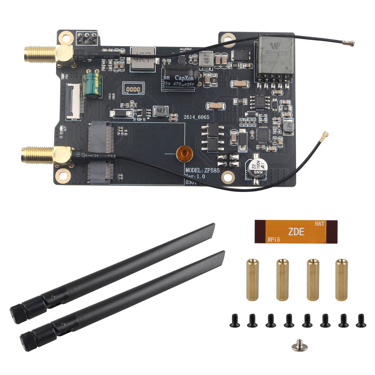 ZDE ZP585 PoE+ HAT PCIe to M.2 E Key WiFi7 6 6E 5 HAT Power Over Ethernet Adapter Expansion Board for Raspberry Pi 5