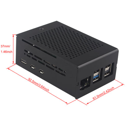 ZDE ZC502 Aluminum Case for Raspberry Pi 5, Support Pi 5 Active Cooler, PCIe to M.2 NVMe HAT, PoE+ HAT, WiFi Shield PCIe Peripheral Board ZP515 ZP516 ZP517A ZP581 ZP582 ZP590B
