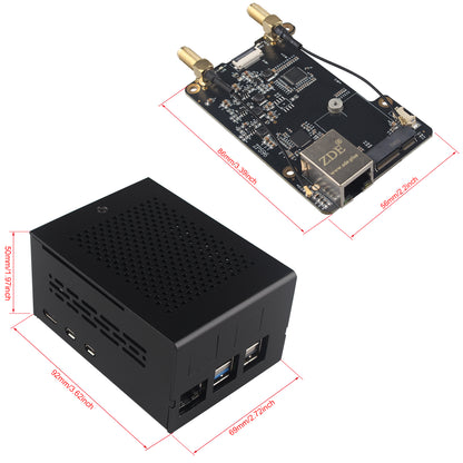 ZDE ZP596 PCIe to M.2 E Key WiFi7 6 6E 5 PCIe to 2.5G Ethernet Network Port HAT Expansion Board with ZC506 Aluminum Case for Raspberry Pi 5