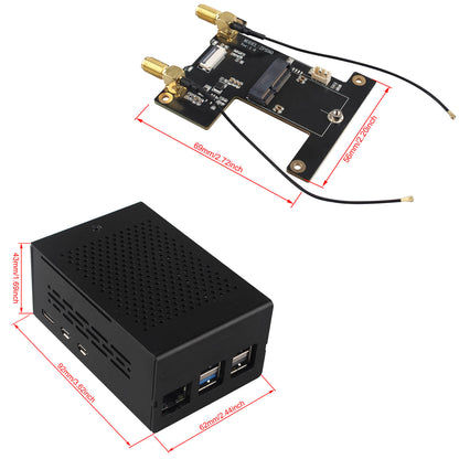 ZDE ZP590A PCIe to WiFi7 6 6E 5 HAT Expansion Board WiFi 7 Adapter with Aluminum Case ZC501 for Raspberry Pi 5