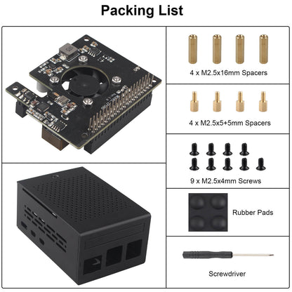 ZDE ZP580 PoE+ HAT Power Over Ethernet HAT Adapter Board with Aluminum Case ZC501 for Raspberry Pi 5