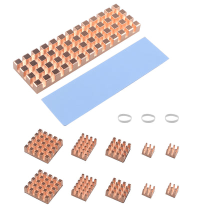 ZDE 11PCS Pure Copper Heatsinks CPU Cooler Heatsinks for Raspberry Pi 5/Pi 4B ＋ M.2 SSD Heatsink 70x20x6mm with Silicone Thermal Pad for PC Laptop Raspberry Pi M.2 2280 SSD NVMe PS5 Cooler