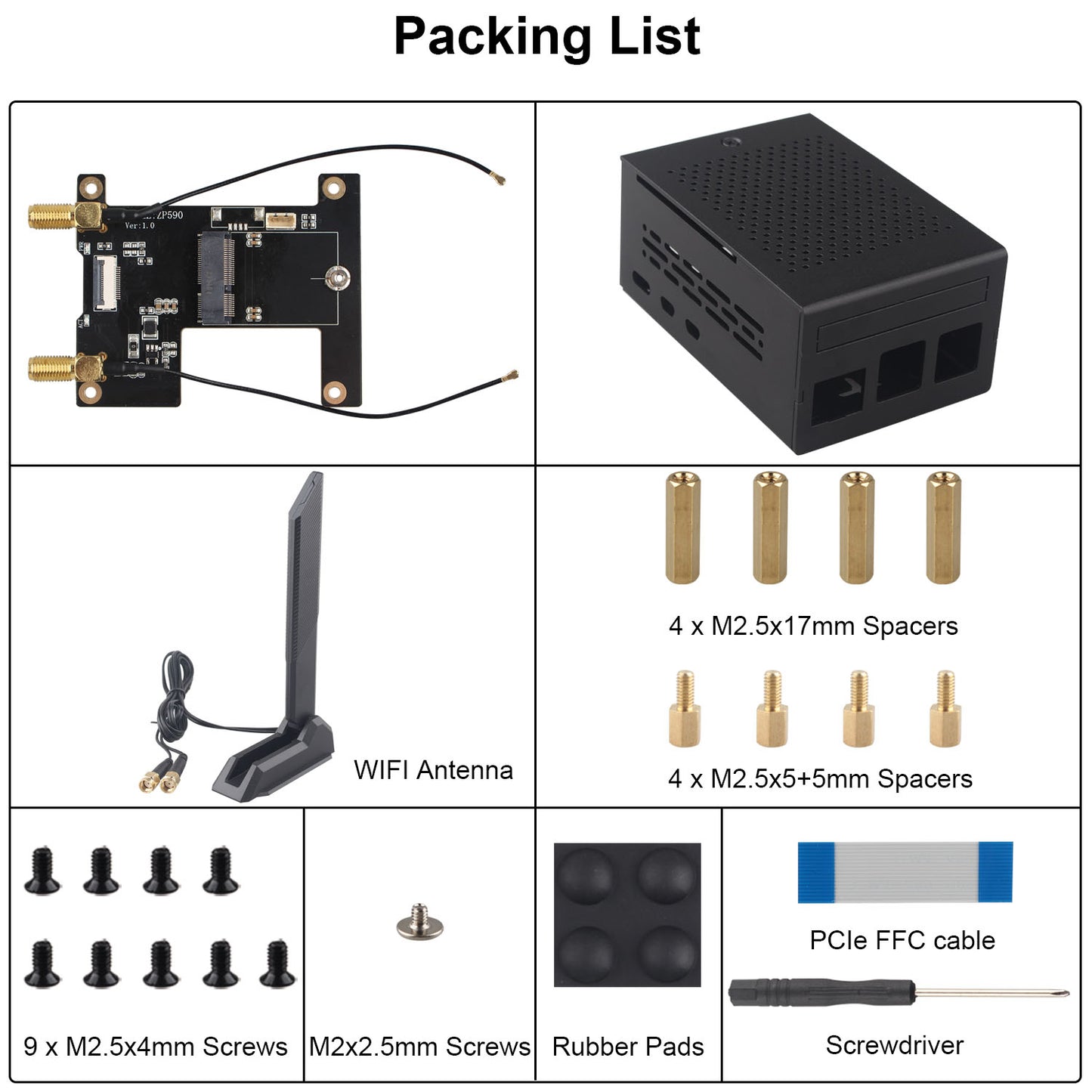 ZDE ZP590C PCIe to WiFi7 6 6E 5 HAT Expansion Board WiFi 7 Adapter with Aluminum Alloy Case ZC501 for Raspberry Pi 5