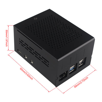 ZDE ZC506 Aluminum Case for Raspberry Pi 5 2GB/4GB/8GB/16GB Support PCIe to 2.5G Ethernet Port M.2 NVMe PoE HAT WIFI7 PCIe Peripheral Board ZP593/ZP595/ZP511/ZP581/ZP590A and Pi 5 Active Cooler