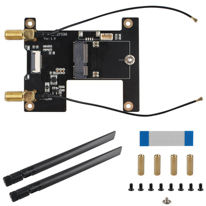 ZDE ZP590A PCIe to WiFi 7 6 6E 5 HAT M.2 E Key Expansion Board for Raspberry Pi 5 Support BE200 AX210 MT7922 AX200 Module