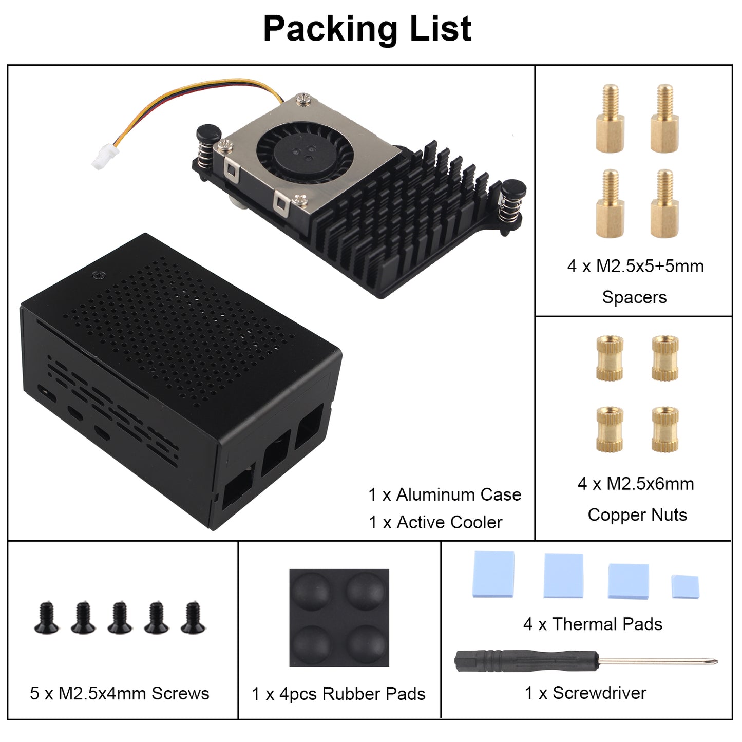 ZDE Aluminum Case ZC501 with Active Cooler ZP536 for Raspberry Pi 5 2GB/4GB/8GB/16GB Support PCIe to M.2 NVMe PoE HAT WiFi7 RS485 RS232 PCIe Peripheral Board ZP511/ZP517A/ZP581/ZP582/ZP590A/ZP592
