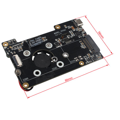 ZDE ZP581 PoE+ HAT PCIe to M.2 Key M NVMe SSD Adapter Board Power Over Ethernet with Onboard Cooling Fan for Raspberry Pi 5 Support 802.3af/at Network Standard M.2 NVMe SSD 2230 2242 2280