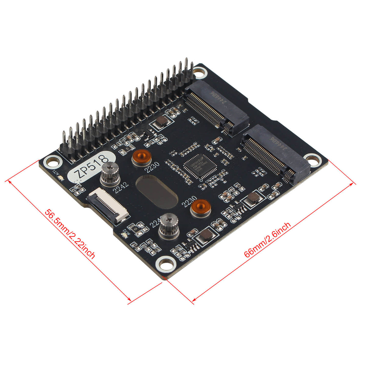 ZDE ZP518 PCIe to Dual M.2 HAT Key M NVMe SSD PCIe Peripheral Board for Raspberry Pi 5