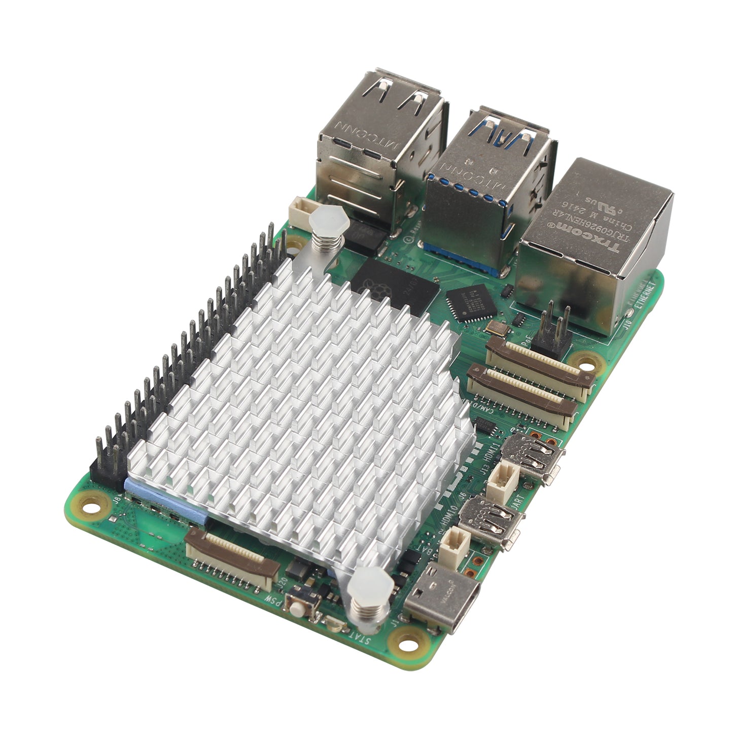 ZDE ZP583 PoE HAT PCIe to M.2 Key-M NVMe SSD Adapter Board Power Over Ethernet with Aluminum Heatsink Onboard Cooling Fan