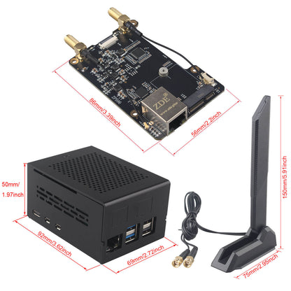 ZDE ZP596C PCIe to M.2 E Key WiFi7 6 6E 5 HAT PCIe to 2.5G Ethernet Network Port HAT Expansion Board with ZC506 Aluminum Case for Raspberry Pi 5