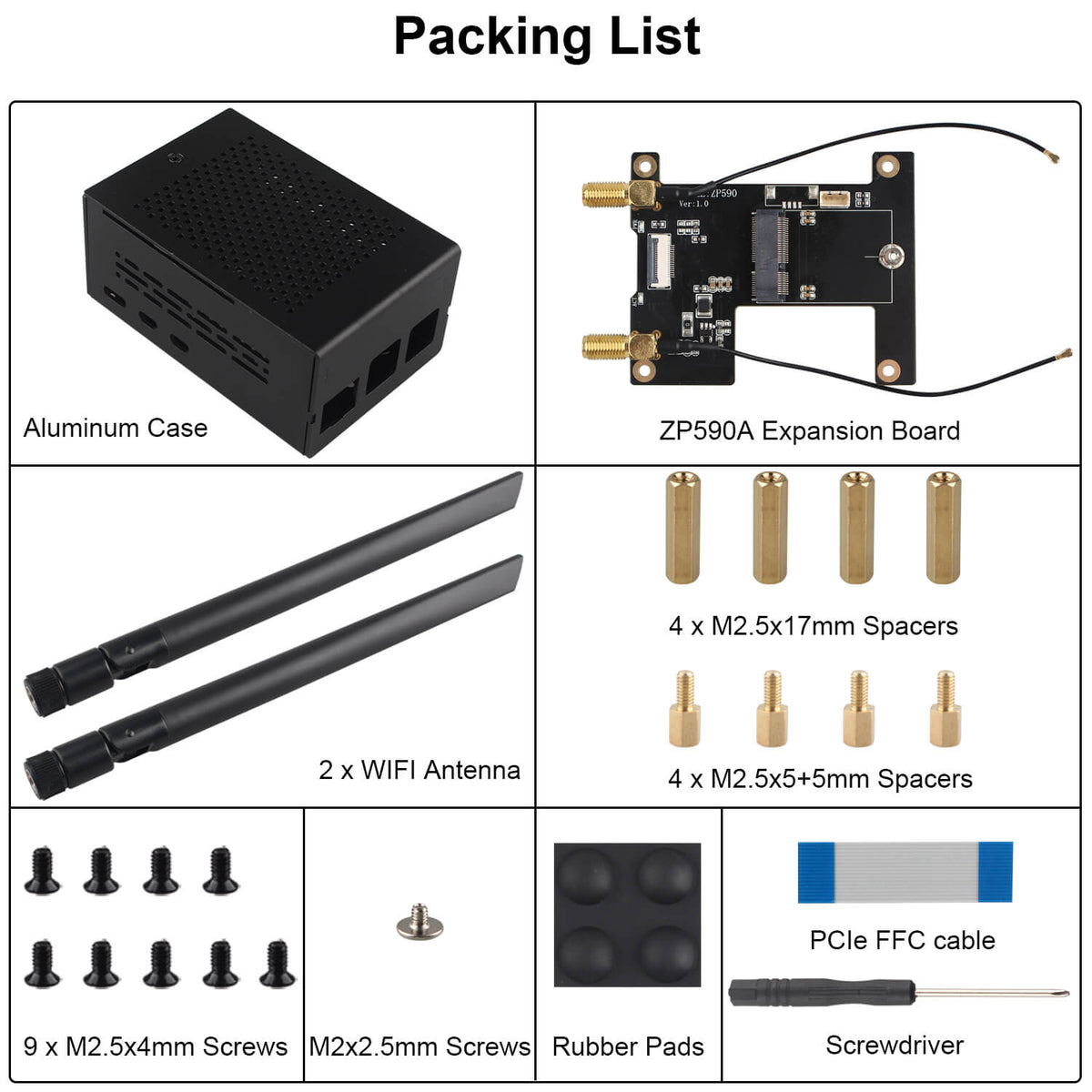 ZDE ZP590A PCIe to WiFi7 6 6E 5 HAT Expansion Board WiFi 7 Adapter with Aluminum Case ZC501 for Raspberry Pi 5