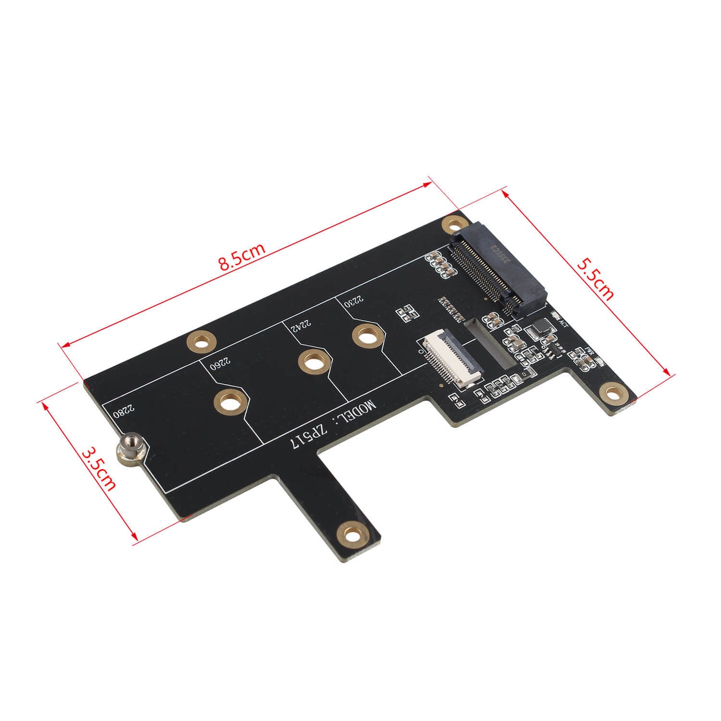 ZDE ZP517A PCIe to M.2 Key M NVMe HAT SSD Expansion Board for Raspberry Pi 5