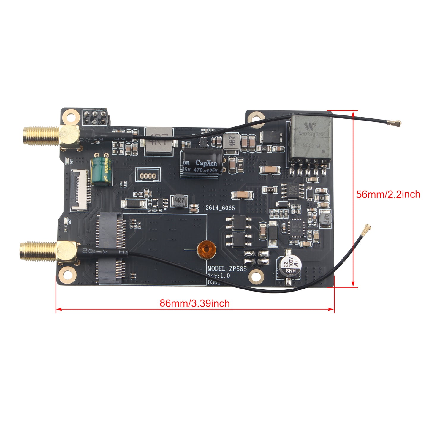 ZDE ZP585 PoE+ HAT PCIe to M.2 E Key WiFi7 6 6E 5 HAT Adapter Expansion Board Power Over Ethernet for Raspberry Pi 5