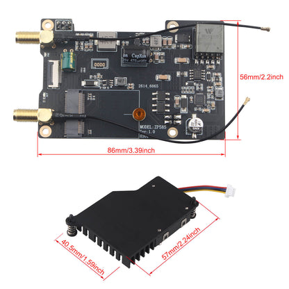 ZDE ZP585 PoE+ HAT PCIe to M.2 E Key WiFi7 6 6E 5 HAT Adapter Power Over Ethernet with ZP536 Active Cooler for Raspberry Pi 5