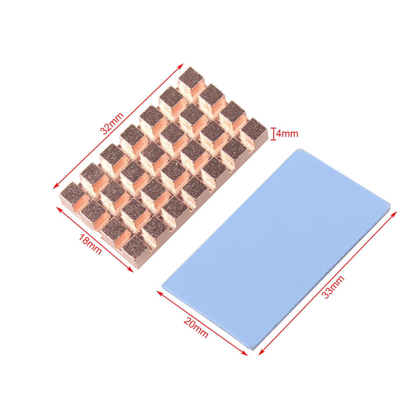 ZDE 11PCS Copper Heatsinks for Raspberry Pi 5 CPU Cooler Heatsinks and M.2 2242 SSD Heatsink 32x18x4mm with Silicone Thermal Pad for Raspberry Pi 5 M.2 2242 SSD NVMe PS5 Cooler