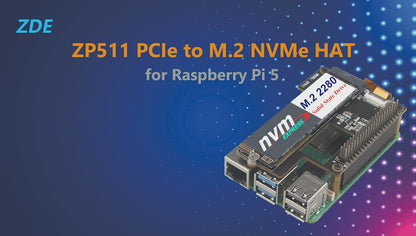 ZDE ZP511 PCIe to M.2 Key M NVMe SSD HAT for Raspberry Pi 5